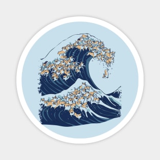 The Great Wave of Corgi Magnet